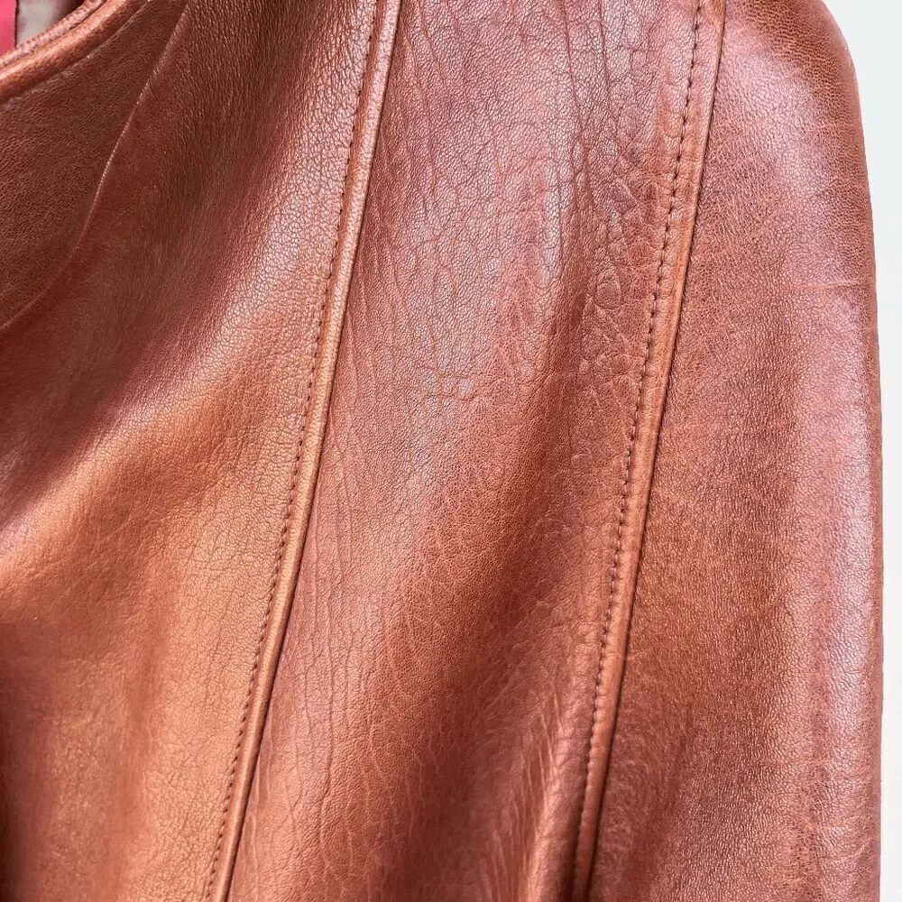 Vintage 70s Reed Sportswear Cognac Leather Coat L–XXL Western Rodeo Boho USA